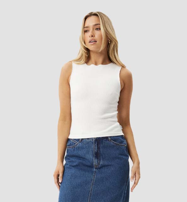 Peony Ribbed Hi Neck Tank