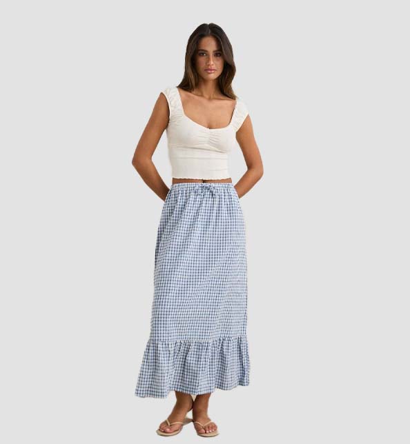 Lola Check Tiered Maxi Sk