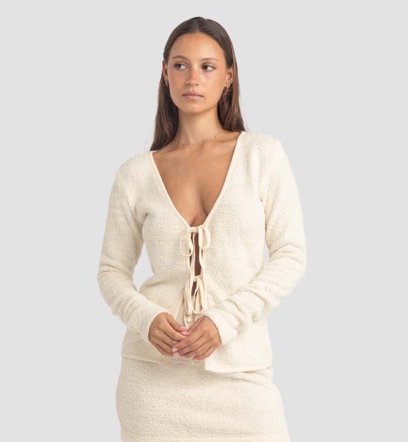 Sofia Boucle Ls Tie Front
