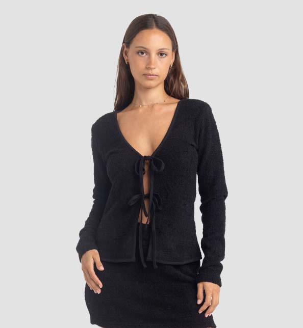Sofia Boucle Ls Tie Front