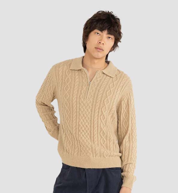 Mohair 1/4 Zip Fish Knit